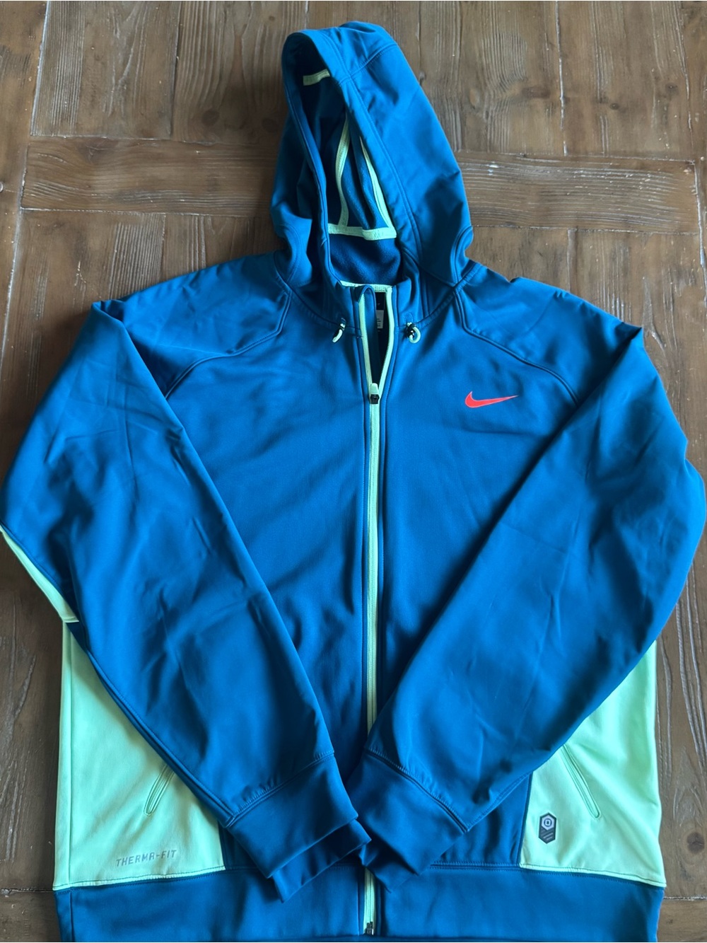 Nike Teal & Mint Full-Zip Hooded Performance Jacket with Coral XL
